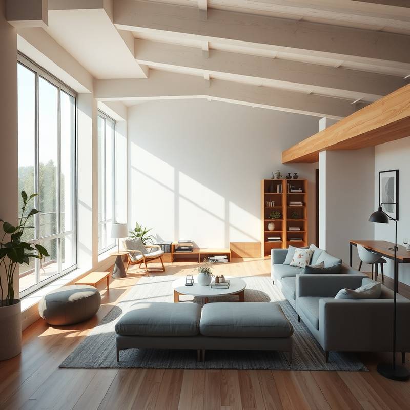 Bright and airy loft studio with a comfortable seating area