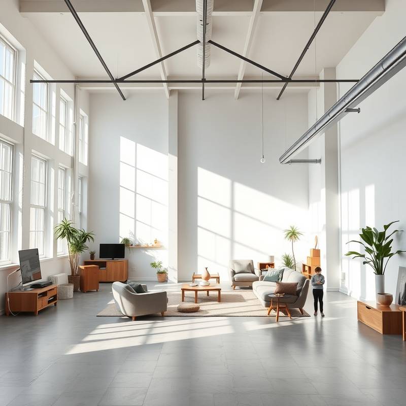 Spacious loft studio with natural light